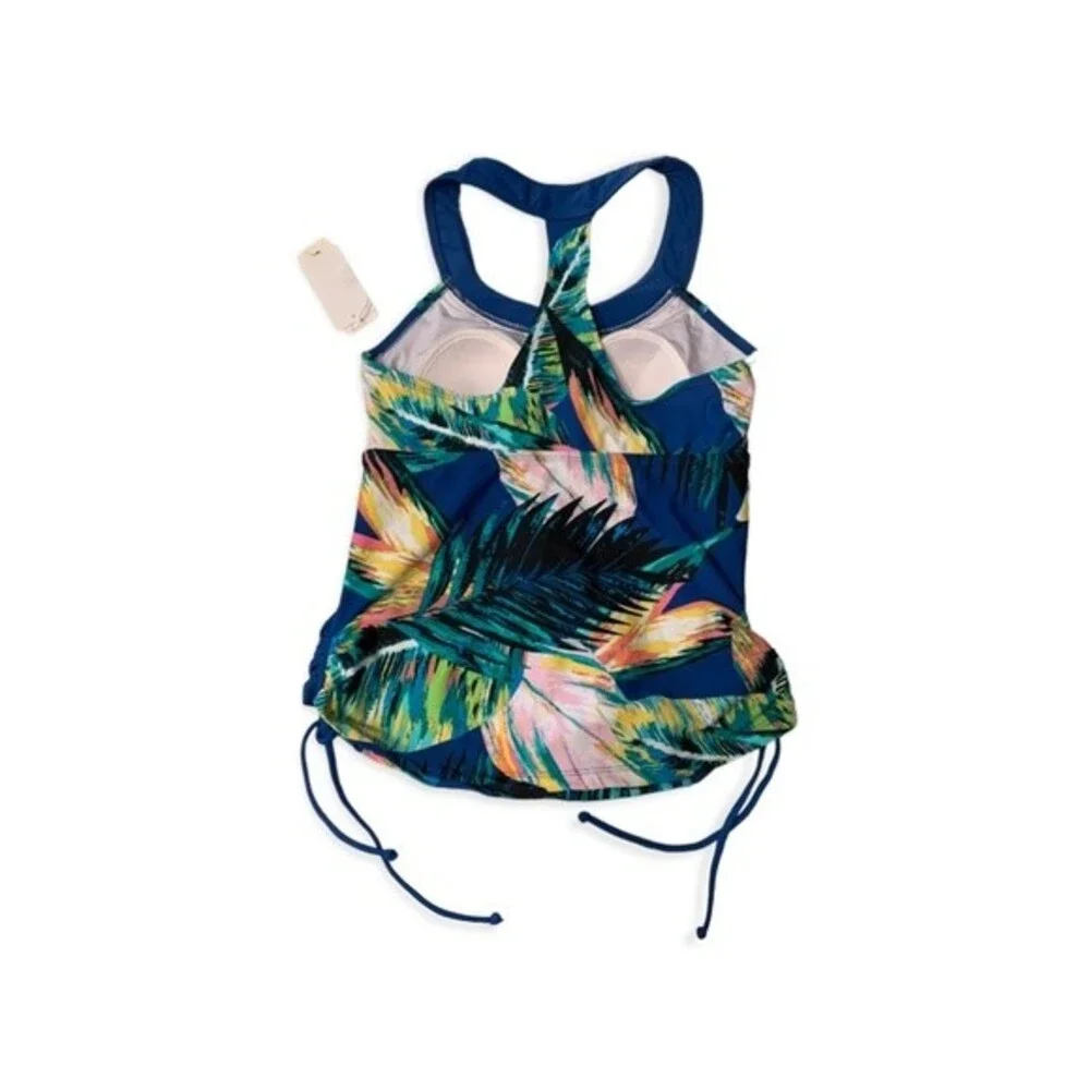 NWT Splashletics Tankini Top Swim Blue Ruched S‎